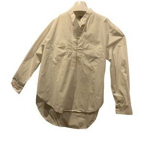 made well crisp white cotton pop over tunic collared shirt M